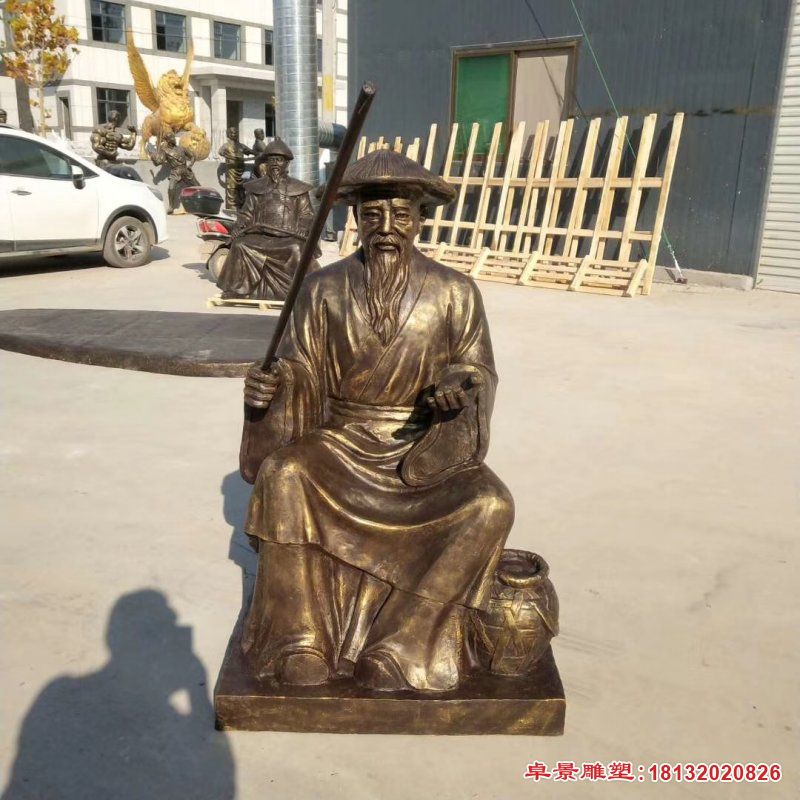 姜太公钓鱼铜雕