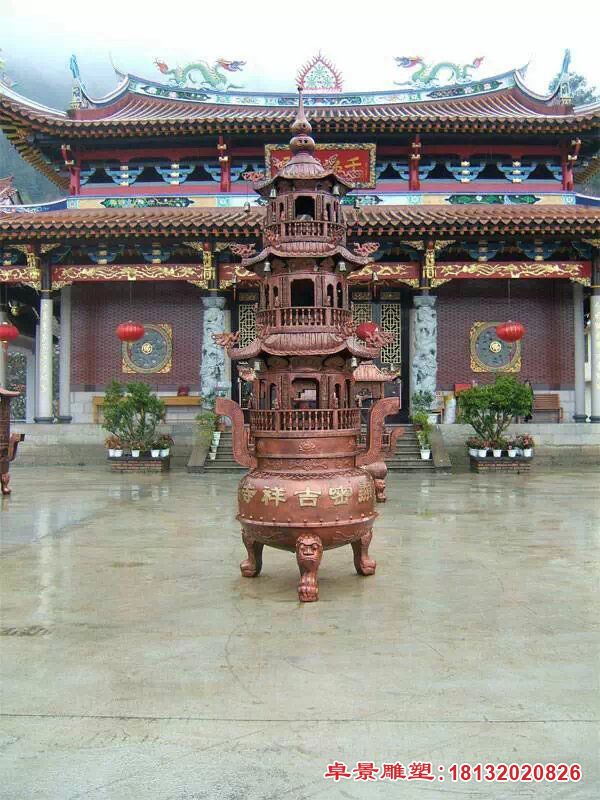 寺庙铸铜香炉塔