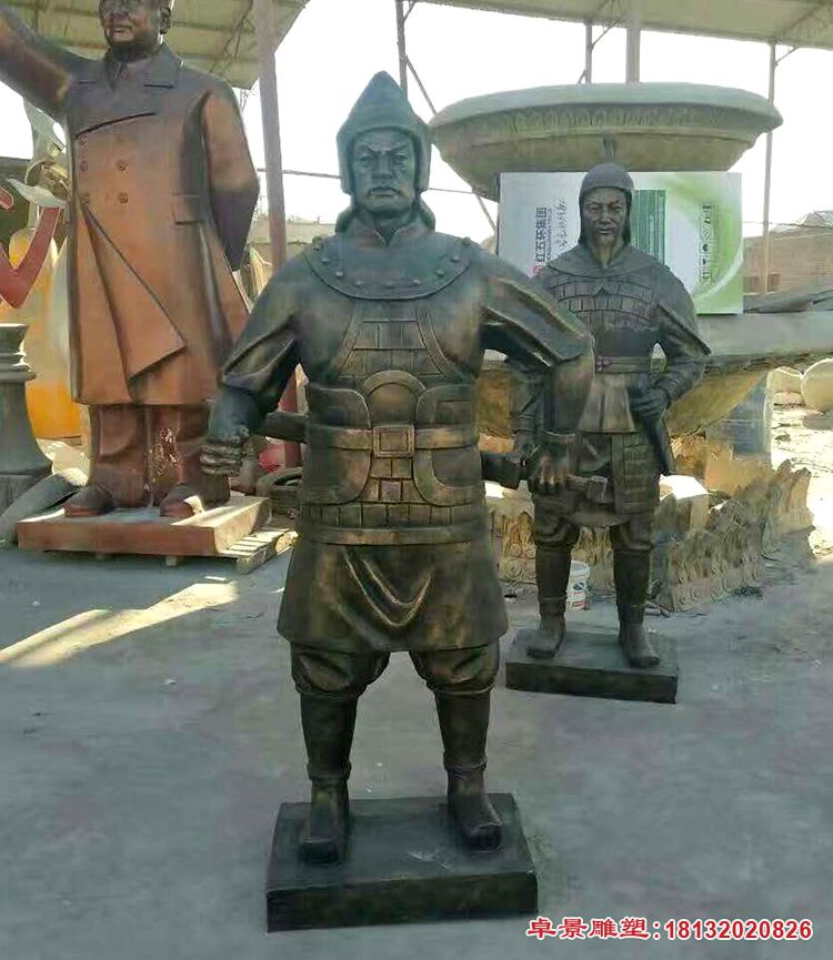 穿铠甲的古代士兵铜雕