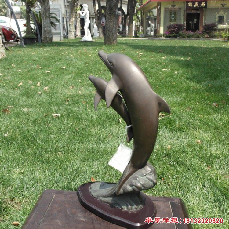 跳跃的海豚铜雕，公园动物铜雕 (3)