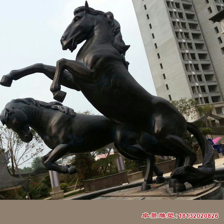 铜雕公园奔马动物雕塑 (3)