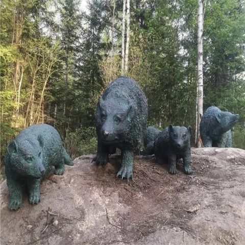 公园动物铜雕狗熊