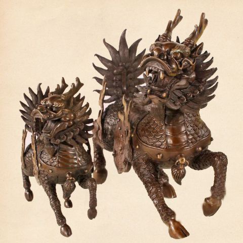 铸铜动物麒麟雕塑