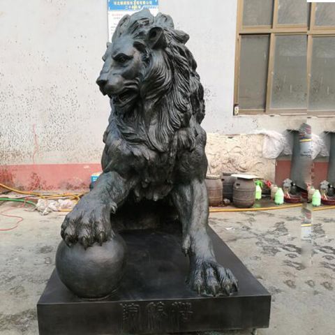 大型狮子绣球铜浮雕