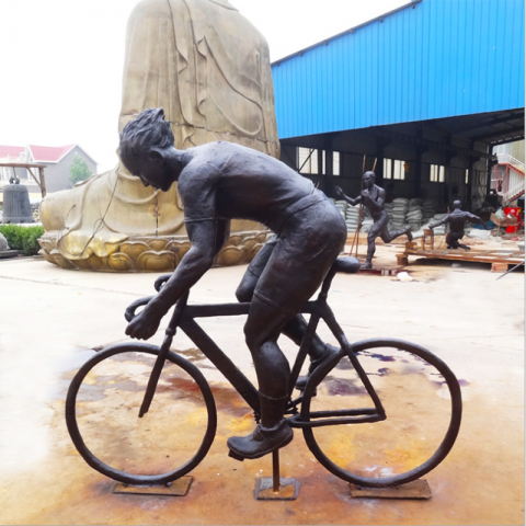 户外铸铜骑车人物雕塑
