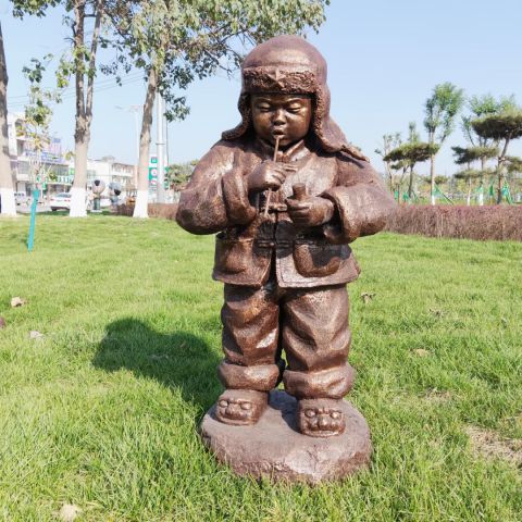 公园铸铜吹泡泡儿童雕塑