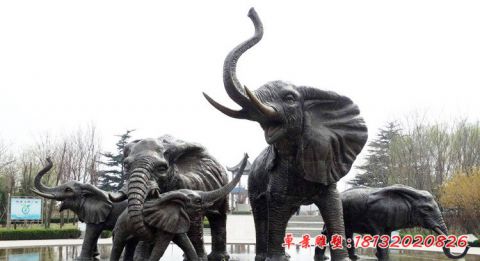大象群铜雕景观