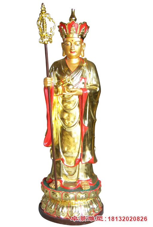 彩绘漆金地藏王菩萨佛像