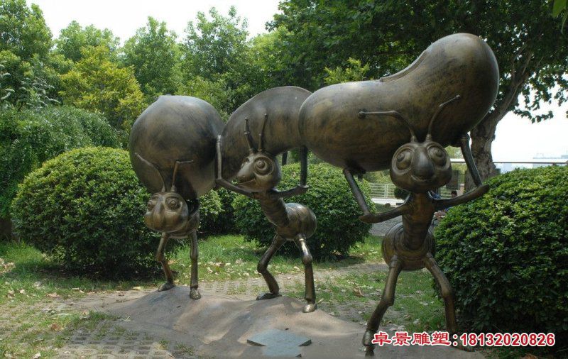 卡通小蚂蚁铜雕 公园卡通动物