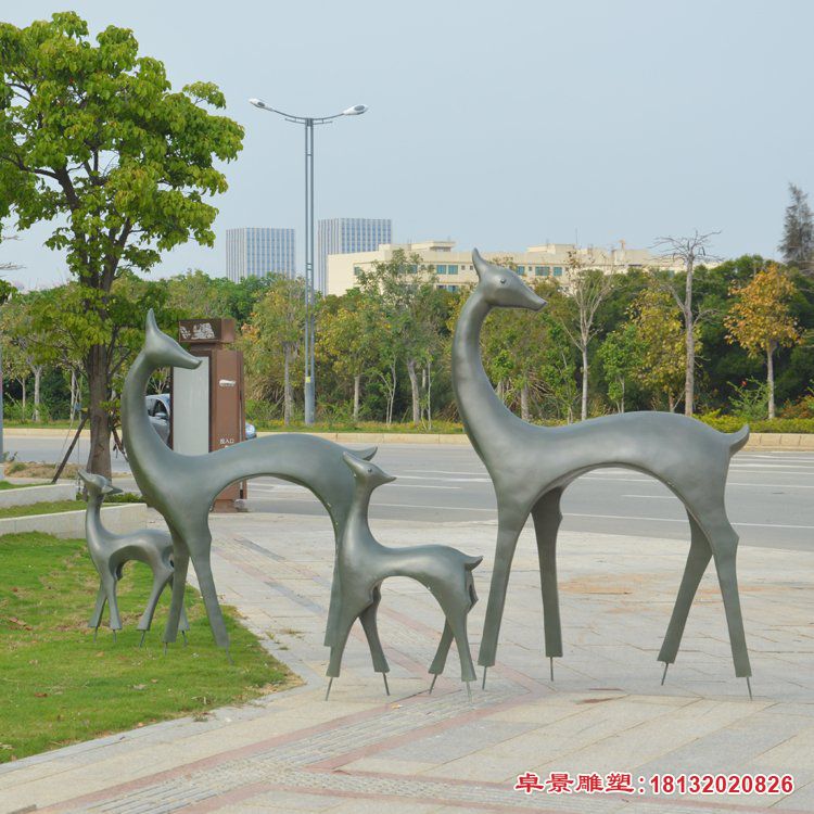 公园抽象鹿铜雕
