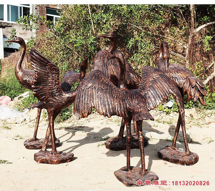 铜雕动物仙鹤雕塑