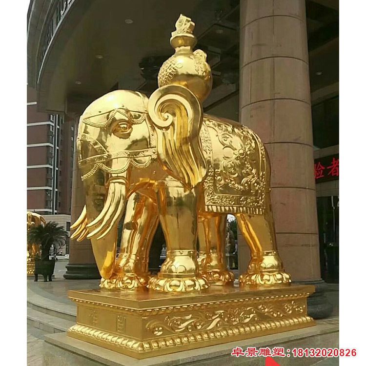 铸铜鎏金招财大象雕塑