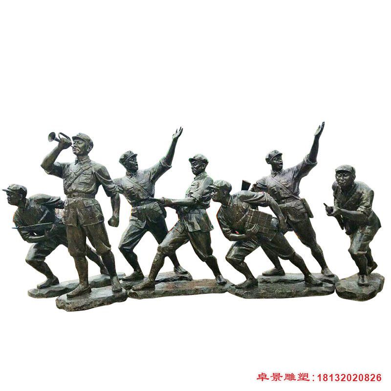 铸铜八路军雕塑