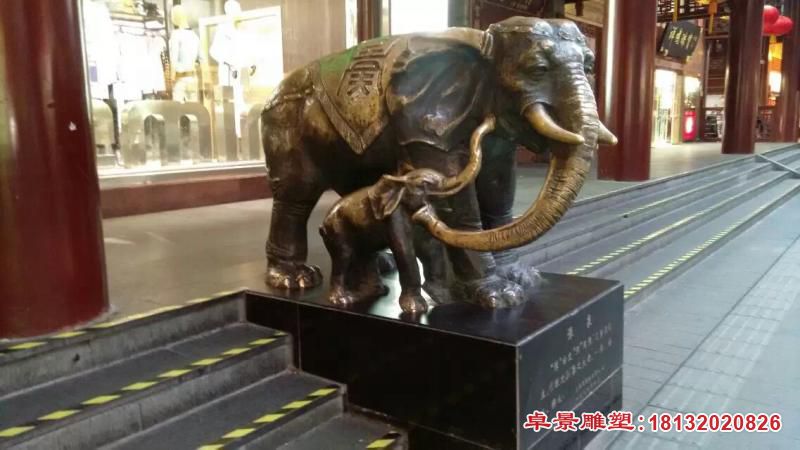 母子大象铜雕