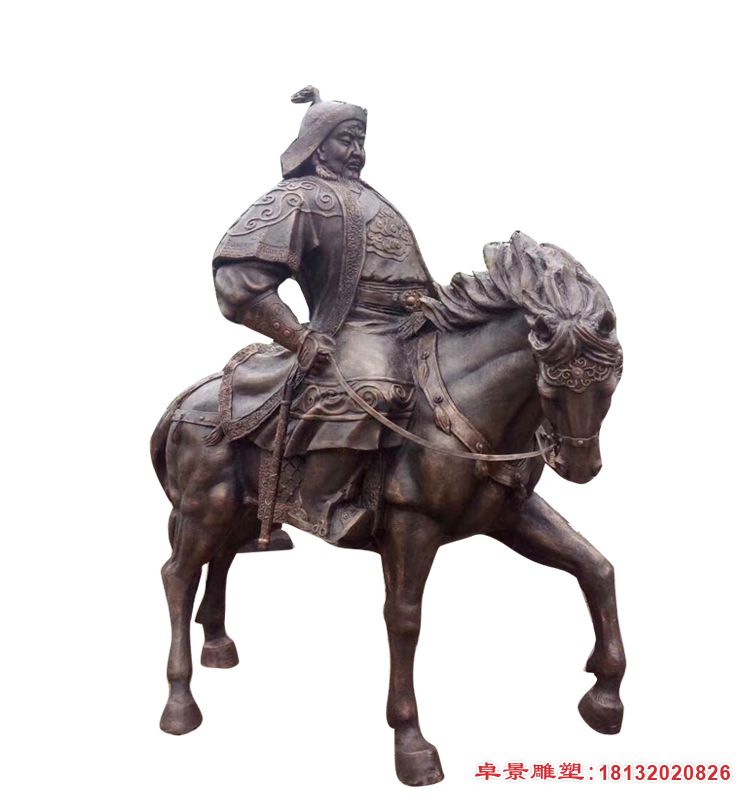 成吉思汗骑马景观铜雕