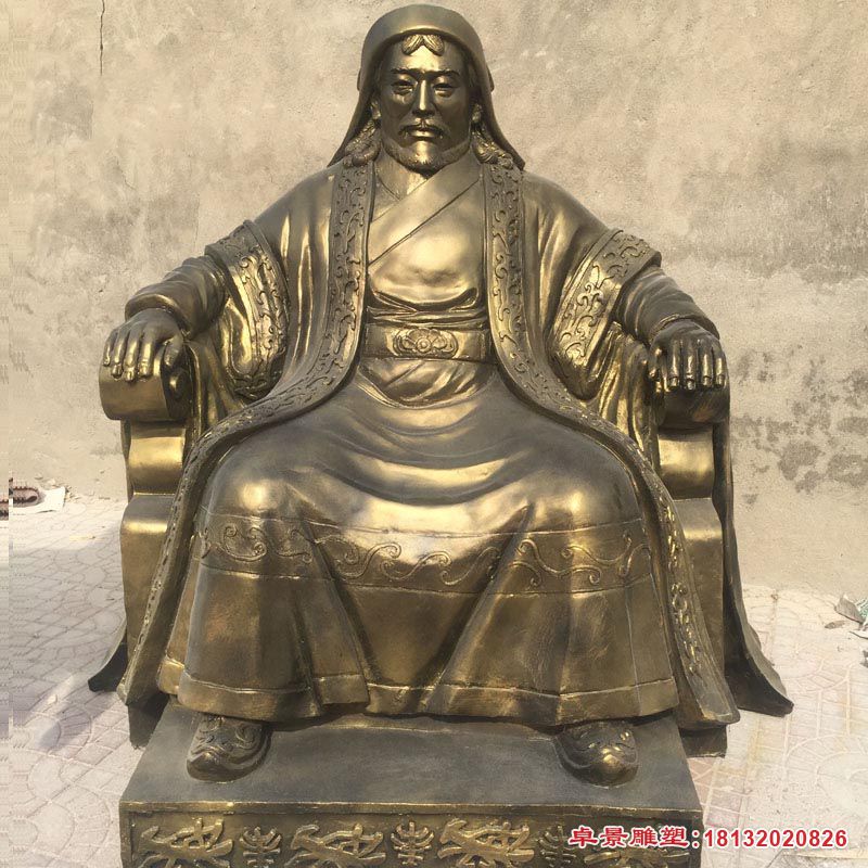 成吉思汗古代人物铜雕
