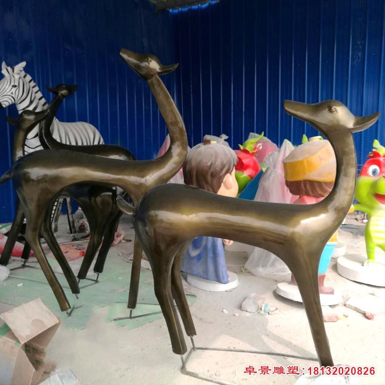抽象鹿动物铜雕 