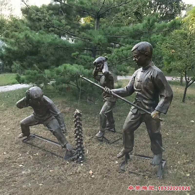 放鞭炮的儿童雕塑