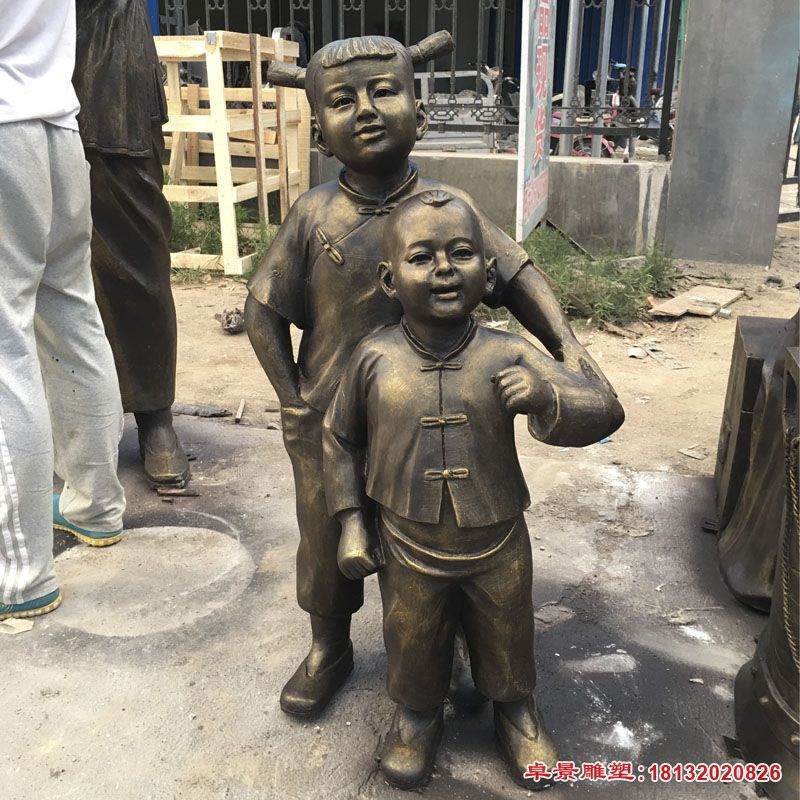 古代儿童铜雕