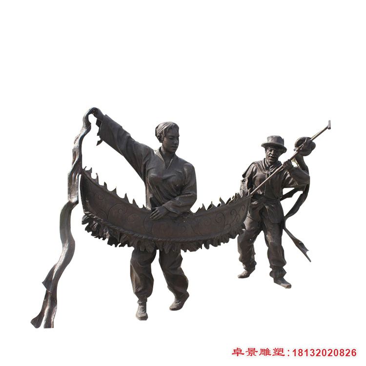 赛龙舟民俗人物铜雕