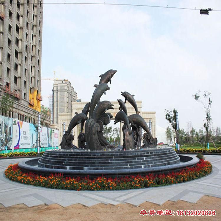 海豚动物喷泉铜雕