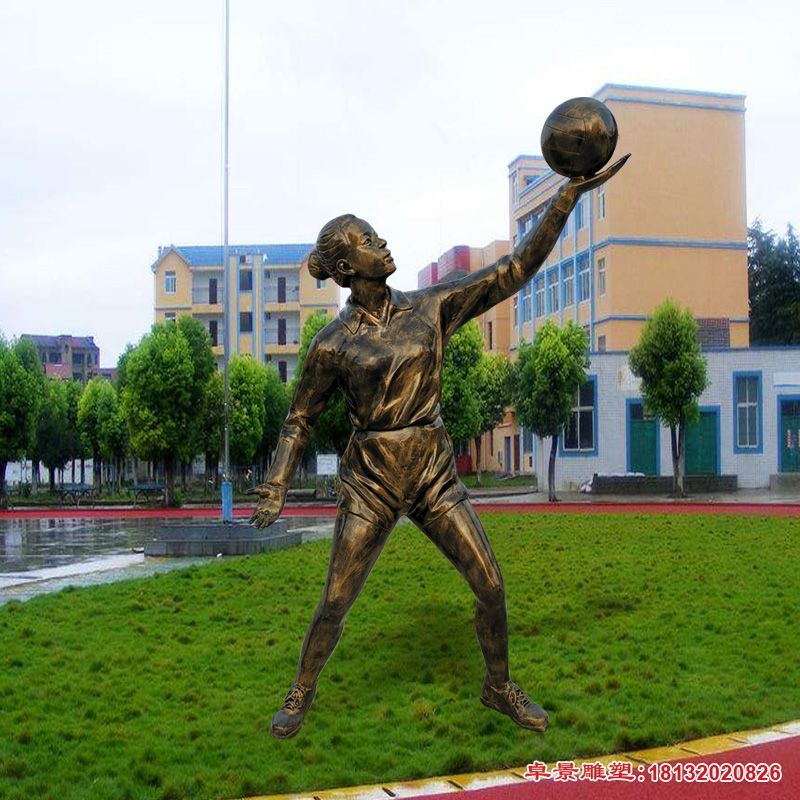 打排球运动人物铜雕 