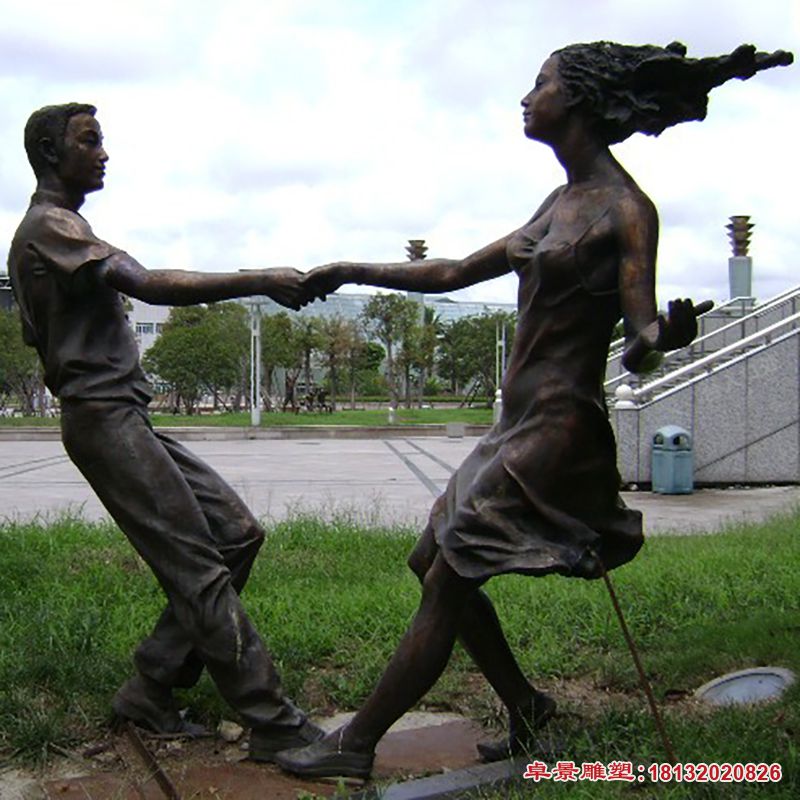 现代情侣跳舞铜雕