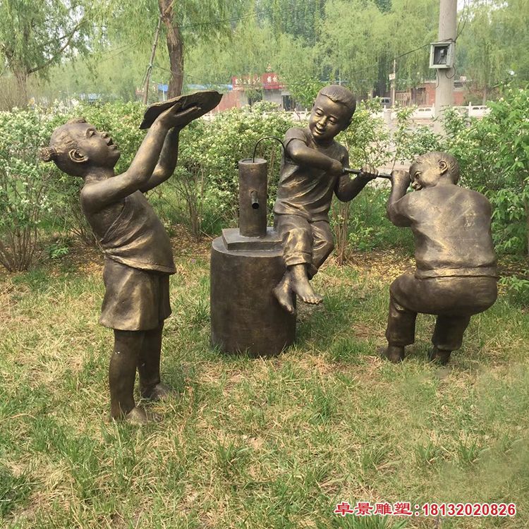 儿童玩耍嬉戏铜雕