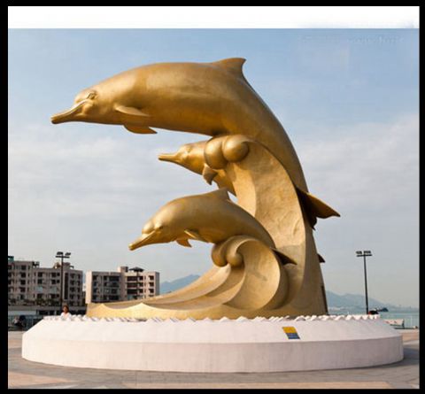 城市广场大型海豚铜雕