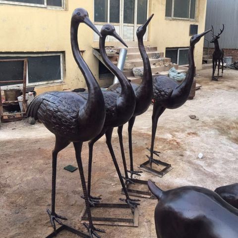 公园动物铜雕丹顶鹤