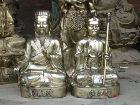 黄大仙夫妻铜雕