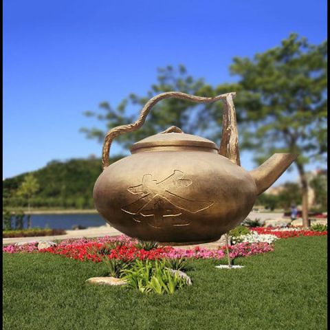 茶壶流水景观铜雕