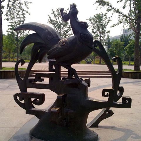 抽象公鸡铜雕