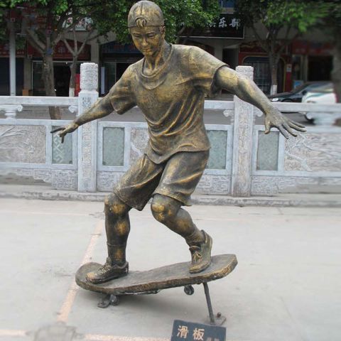 滑板男孩铜雕 