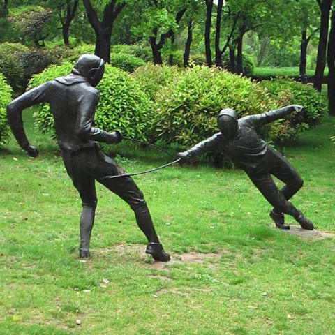 击剑运动员人物铜雕