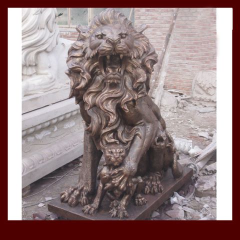 母子西洋狮子铜雕