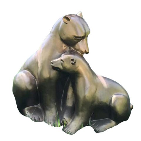 铜雕母子熊