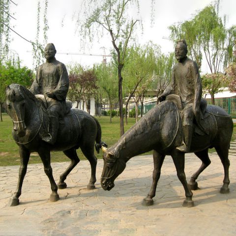 户外骑马人物铜雕