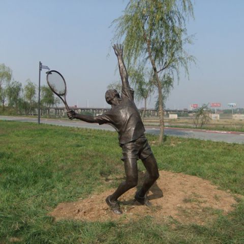 打羽毛球运动人物铜雕