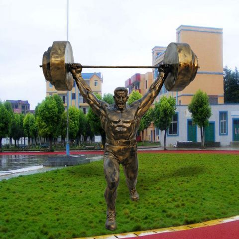 举重运动人物铜雕 