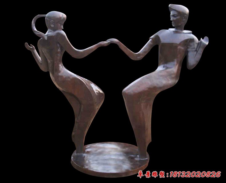 情侣跳舞铜雕，广场小品铜雕