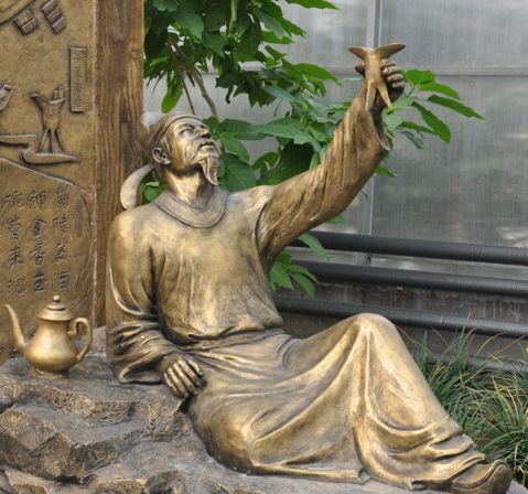 著名诗人李白铜雕小品